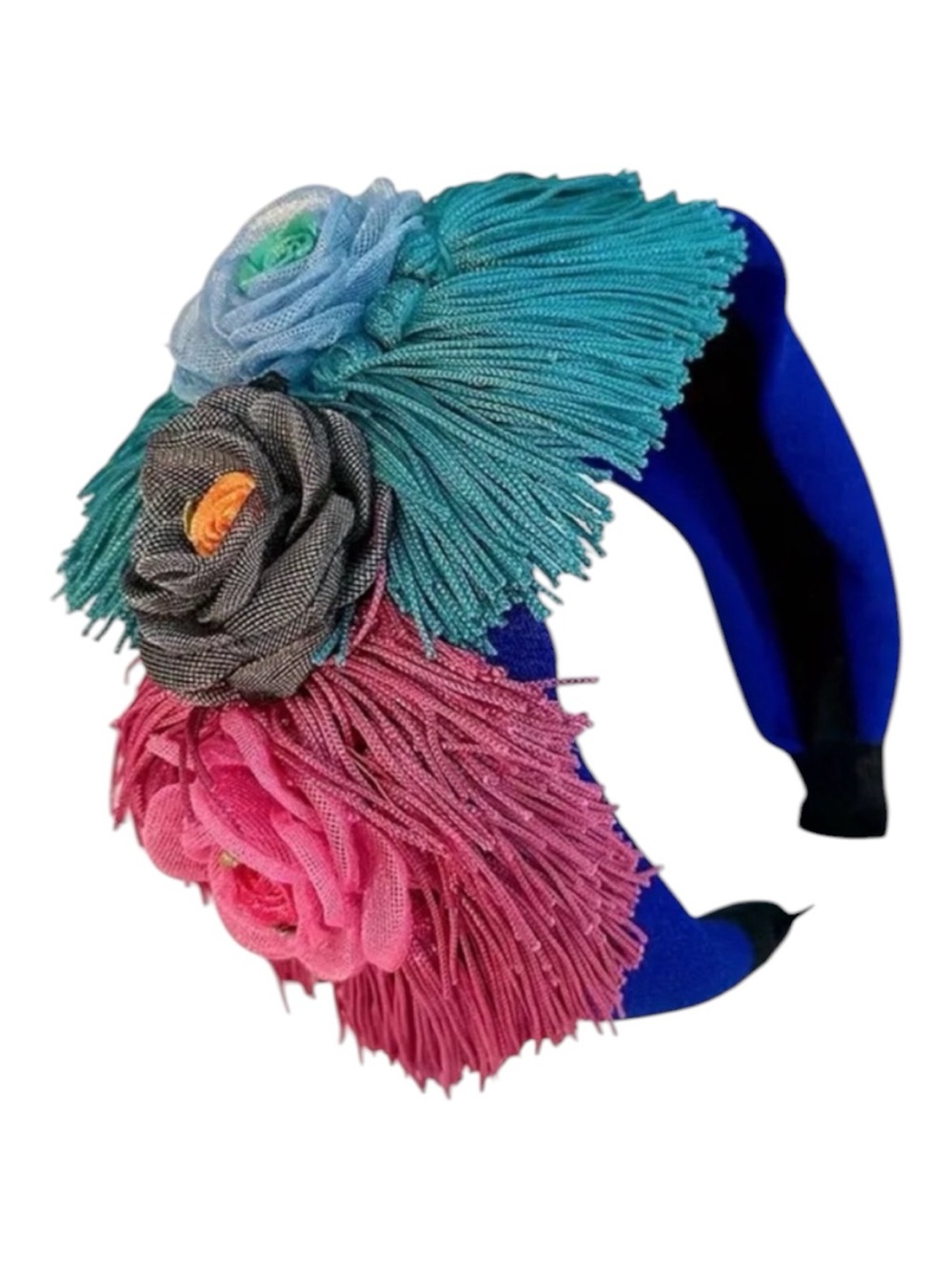 Blue Floral Tassel Colorful Headband